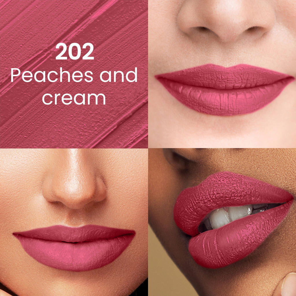 Swiss Beauty Pure Matte Lipstick , Non-Drying, Smooth Glide, Long Lasting - 202 Peaches N Cream - Distacart