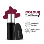 Swiss Beauty Pure Matte Lipstick , Non-Drying, Smooth Glide, Long Lasting - 207 Raspberry