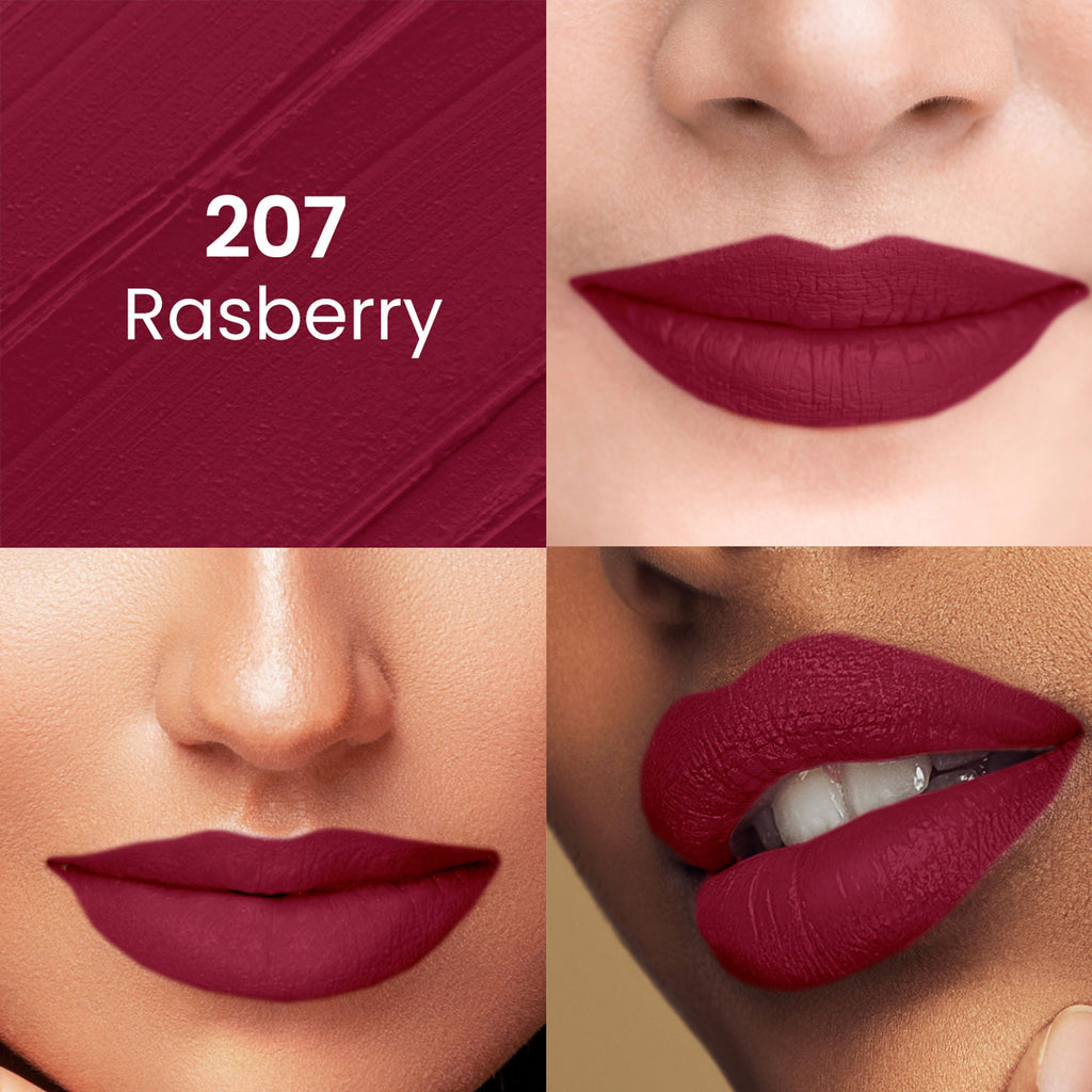 Swiss Beauty Pure Matte Lipstick , Non-Drying, Smooth Glide, Long Lasting - 207 Raspberry - Distacart