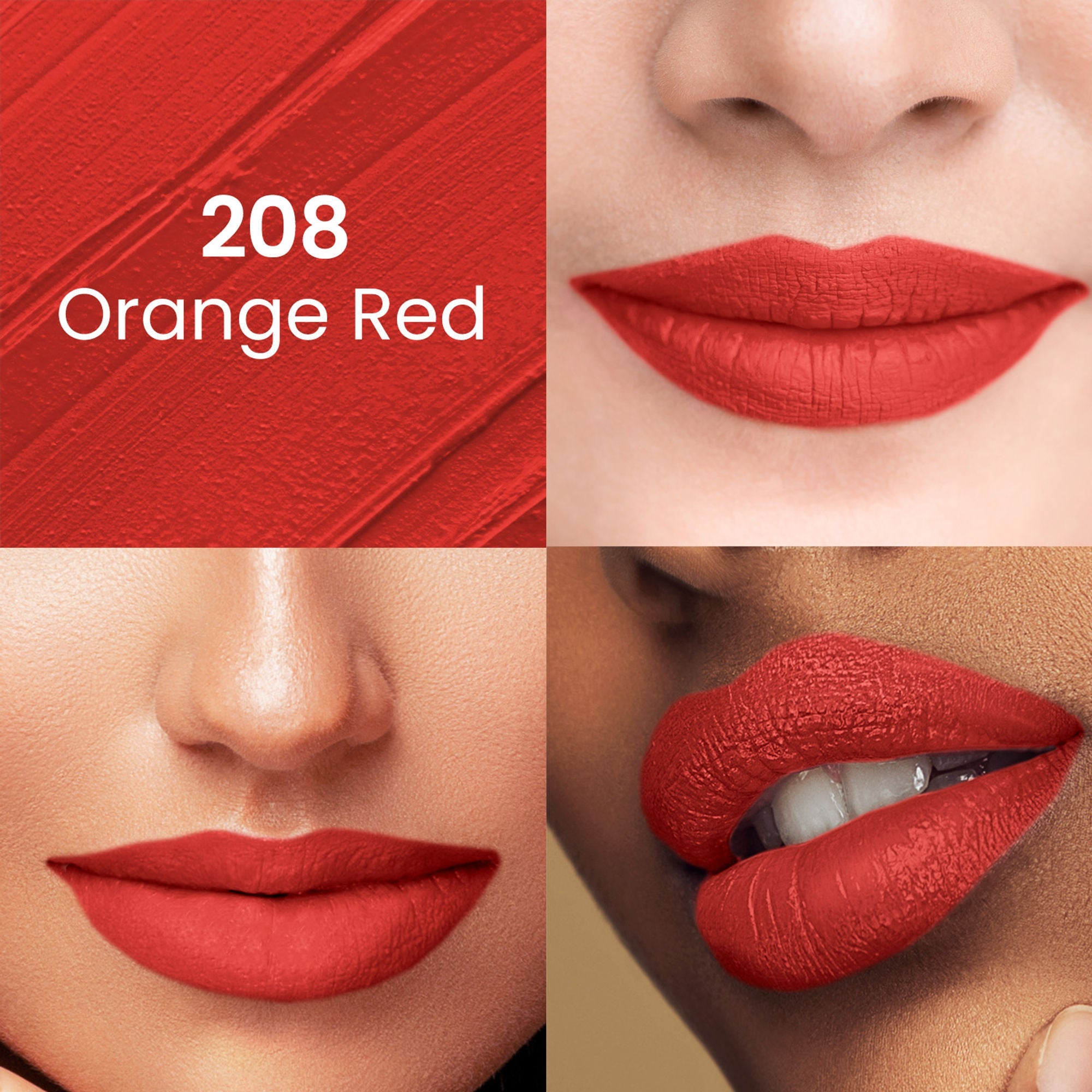 Swiss Beauty Pure Matte Lipstick , Non-Drying, Smooth Glide, Long Lasting - 208 Orange Red - Distacart