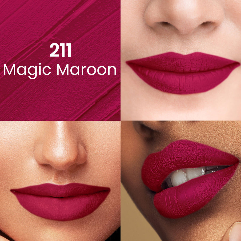 Swiss Beauty Pure Matte Lipstick , Non-Drying, Smooth Glide, Long Lasting - 211 Magic Maroon - Distacart