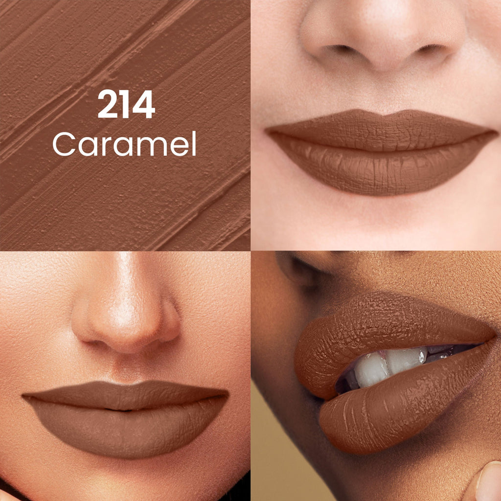 Swiss Beauty Pure Matte Lipstick , Non-Drying, Smooth Glide, Long Lasting - 214 Caramel - Distacart