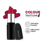 Swiss Beauty Pure Matte Lipstick , Non-Drying, Smooth Glide, Long Lasting - 224 Red Wine
