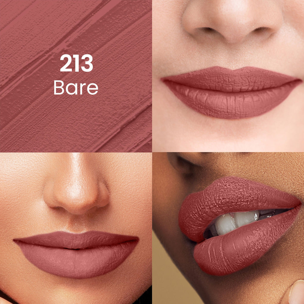Swiss Beauty Pure Matte Lipstick , Non-Drying, Smooth Glide, Long Lasting - 213 Bare - Distacart