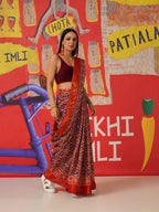 Tikhi Imli Ethnic Motifs Printed Cotton Ready to Wear Saree - Distacart