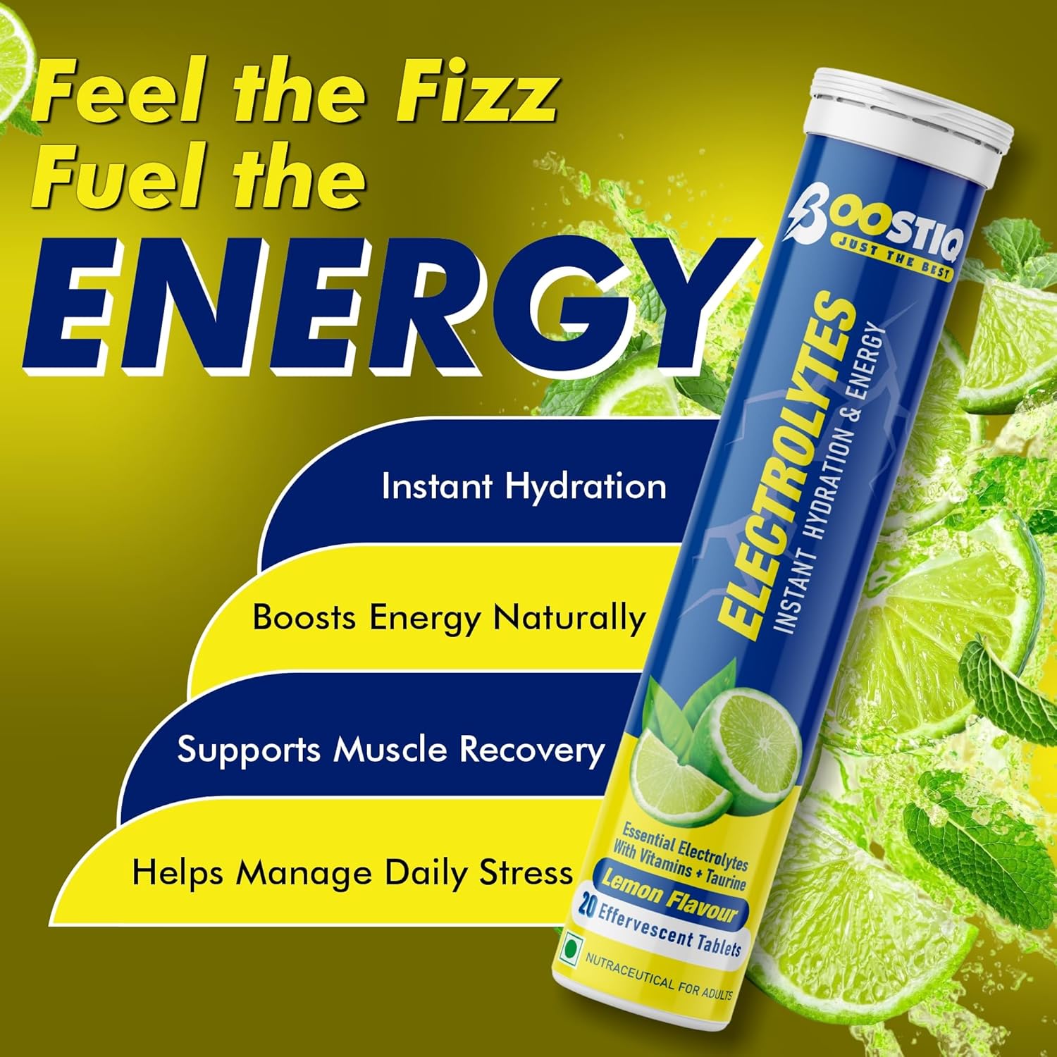 BOOSTIQ Electrolytes Effervescent Tablets - Lemon Flavour