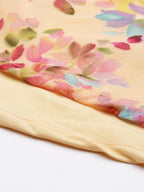 Souchii Peach-Coloured Floral Layered Chiffon Beautiful A-Line Midi Dress - Distacart