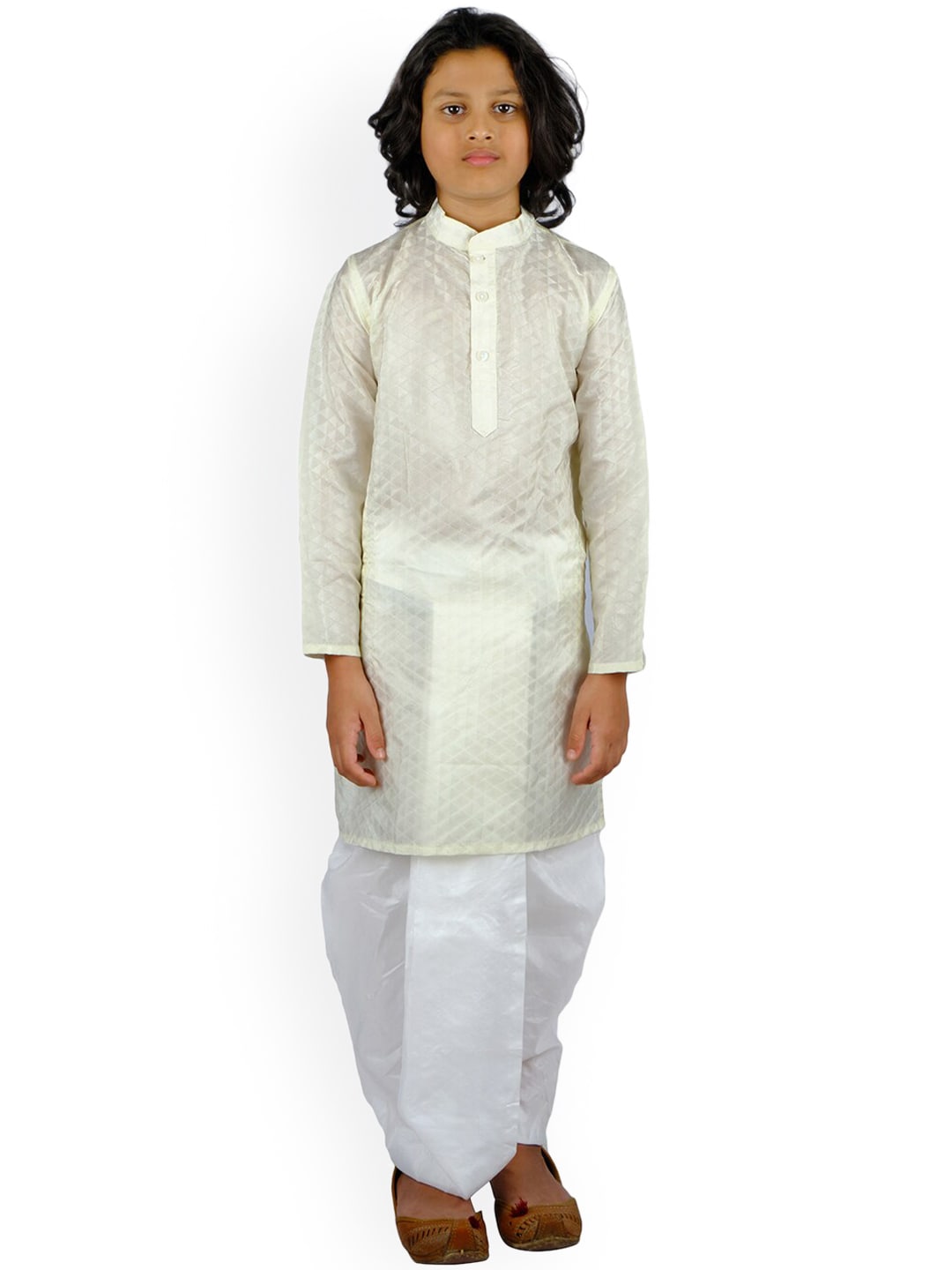 Sethukrishna Boys Cream-Coloured Kurti with Salwar