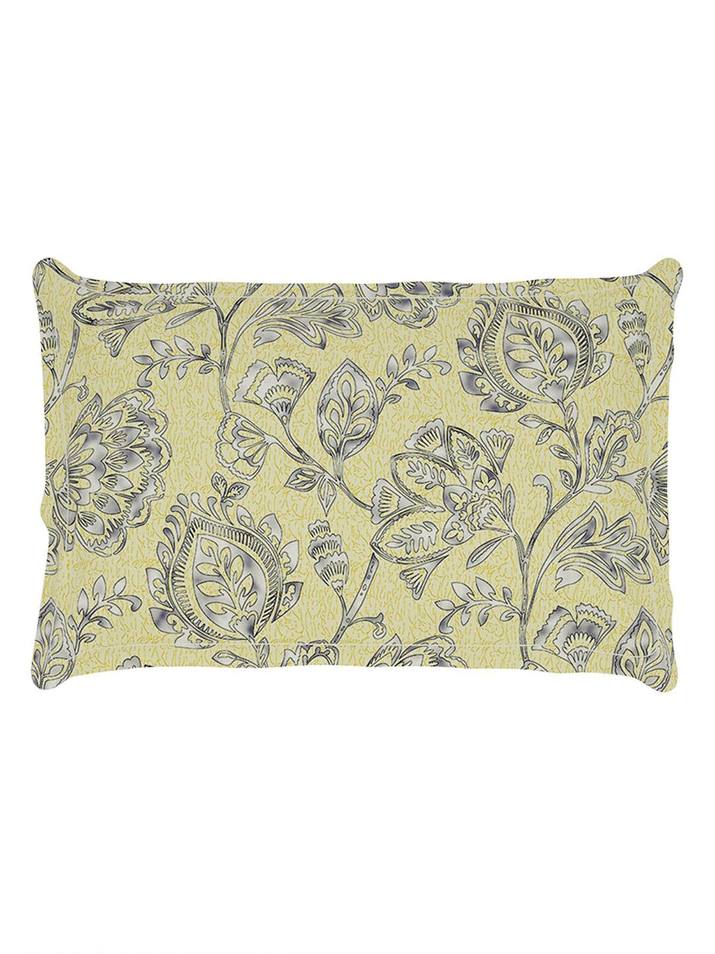Story@home Cream-Coloured & Grey Floral Microfiber 180 TC Bedsheet & Pillow Cover - Distacart