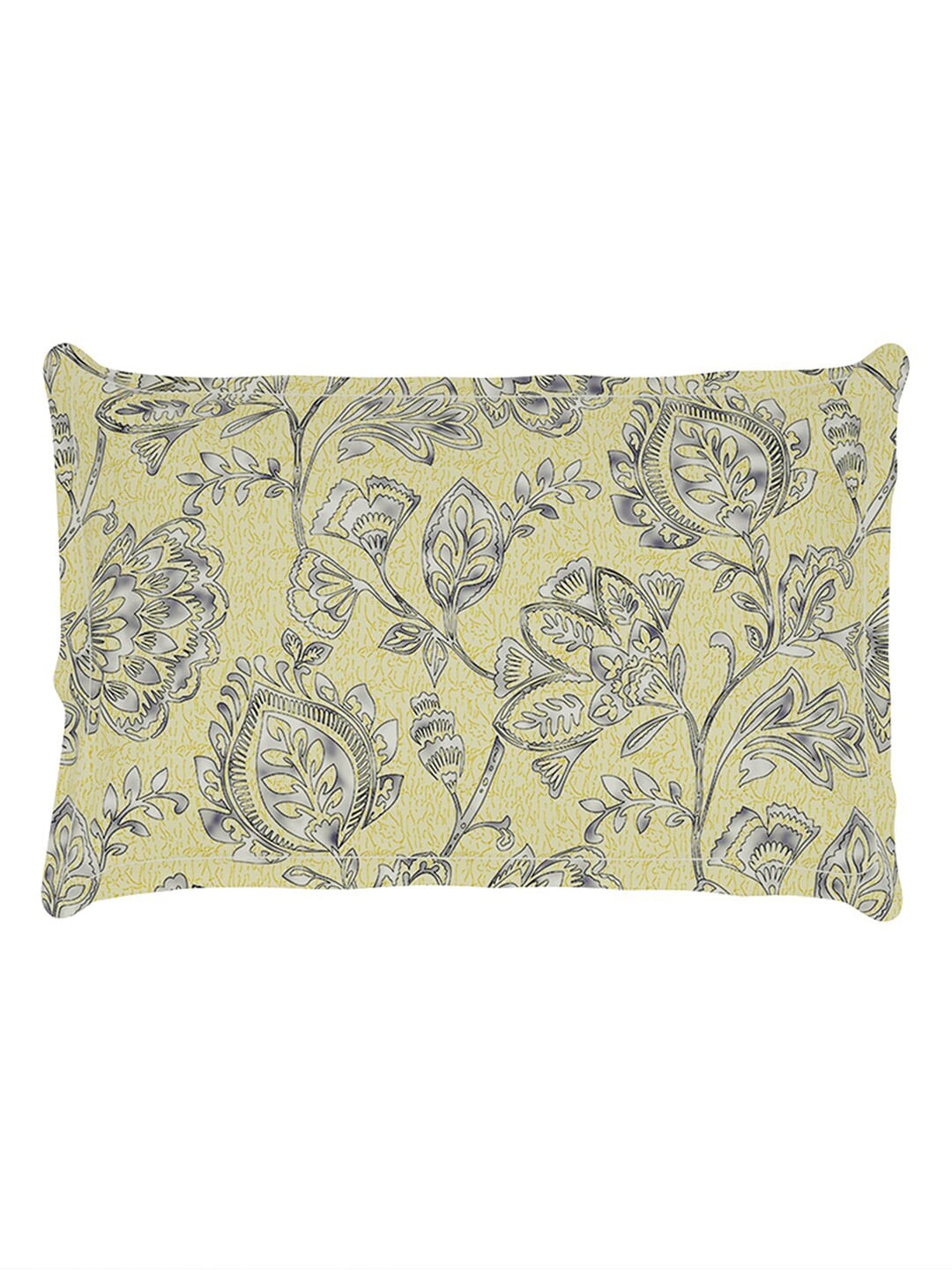 Story@home Cream-Coloured & Grey Floral Microfiber 180 TC Bedsheet & Pillow Cover - Distacart