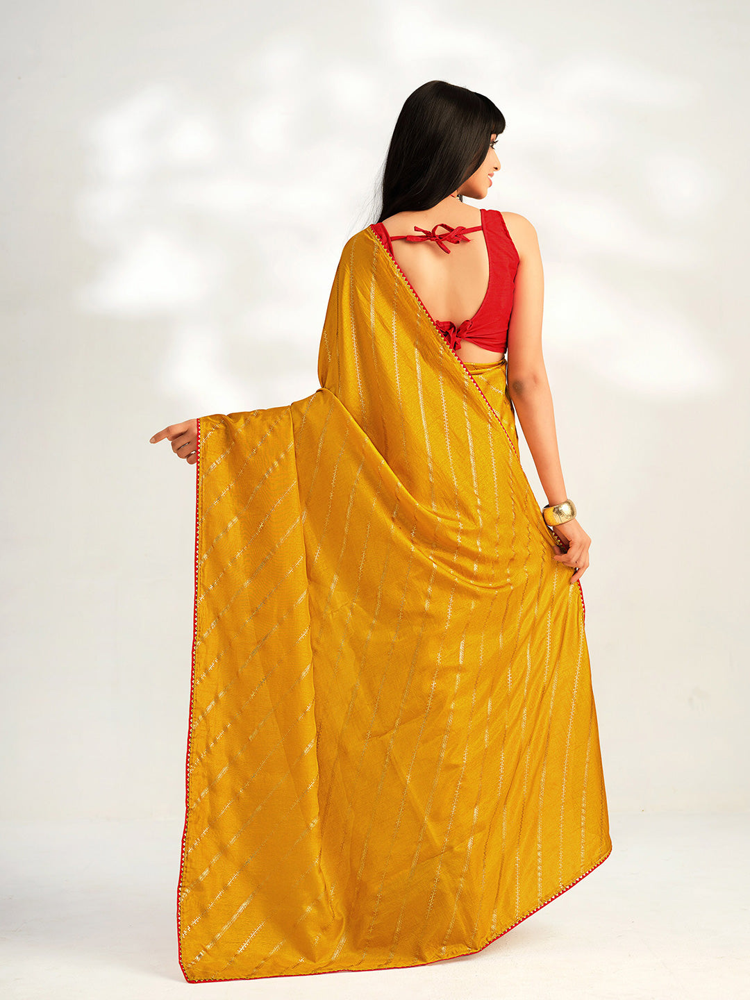 Sangria Striped Silk Blend Saree - Distacart