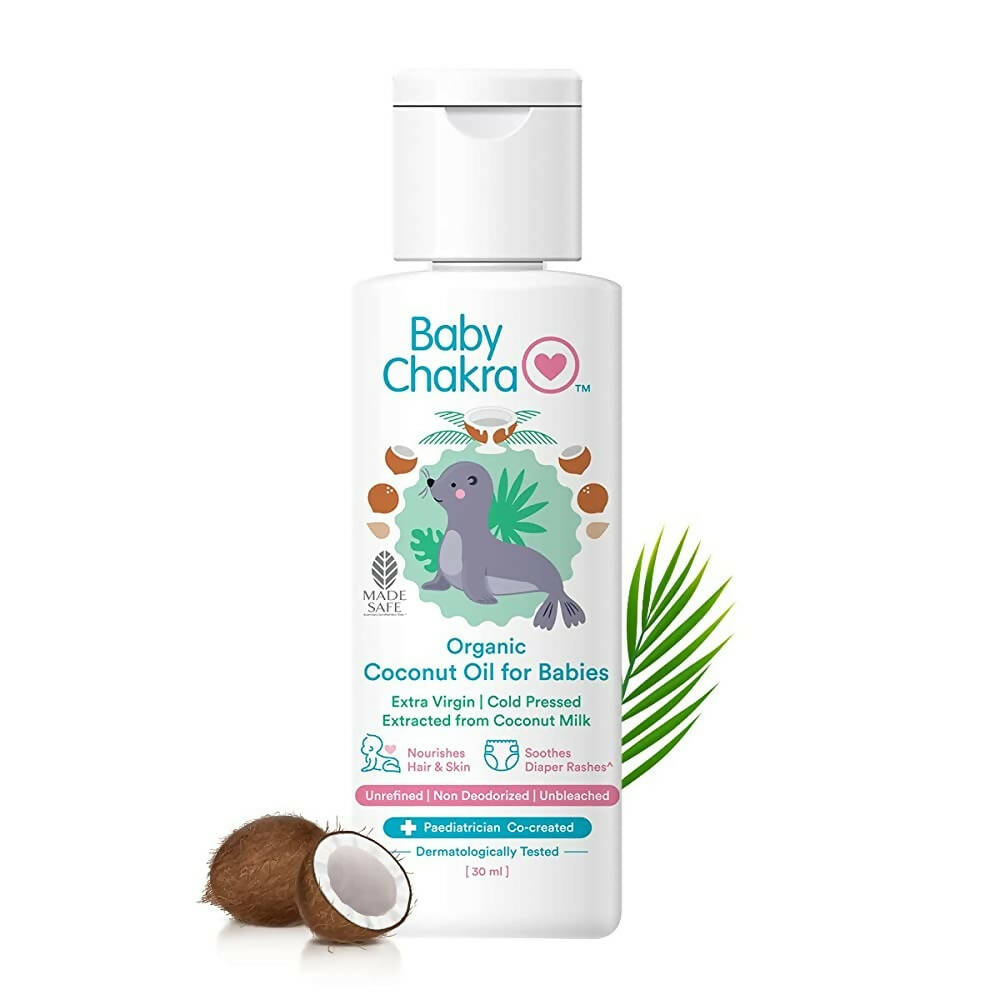 BabyChakra Organic Coconut Oil, Nourishes Hair & Skin, Soothes Diapers Rashes, Unrefined Non Deodorised & Unbleached