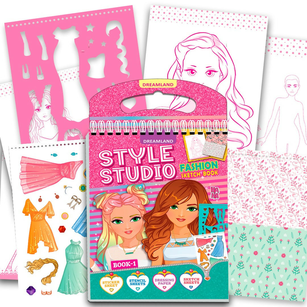 Dreamland Publications Style Studio Fashion Sketch Activity Book 1 for Girls Age 4-8 years - Distacart