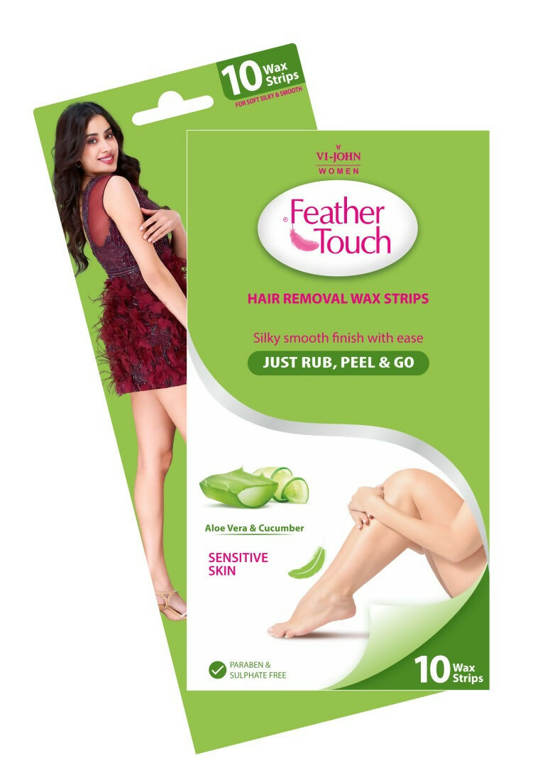 VI-JOHN Feather Touch Cucumber & Alevera Hair Removal Wax Strips for Dry Skin Praraben & Sulphate Free - Distacart