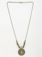 NVR Women's Gold-Polished Circular Shape Pendant with Chain