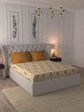 MYTRIDENT Celebration Cream-Coloured Ethnic Cotton 144 TC Queen Bedsheet & 2 Pillow Covers