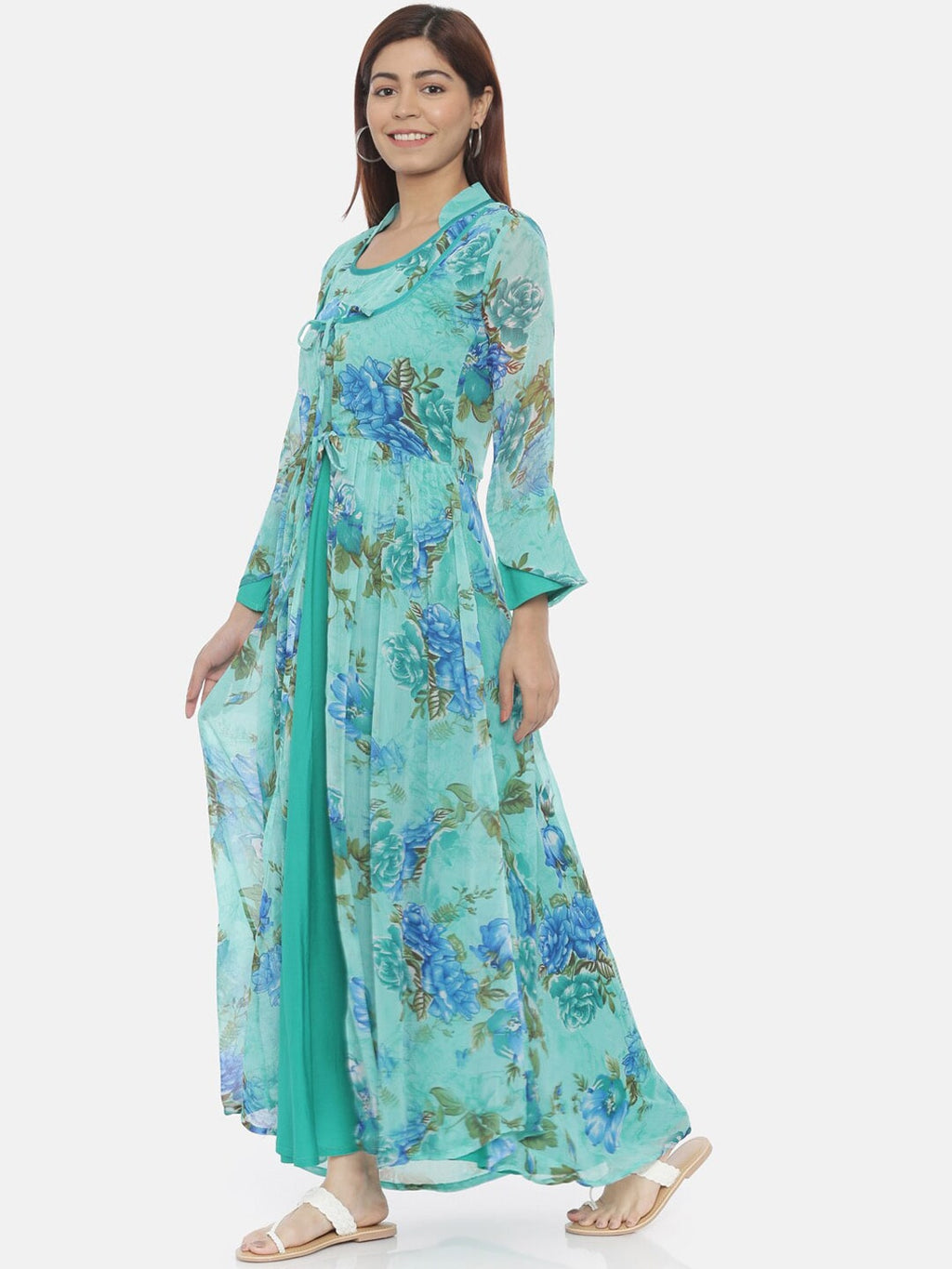 Souchii Blue Printed Maxi Dress - Distacart