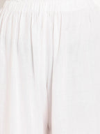 TAG 7 Women White Solid Straight Palazzos