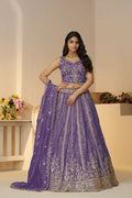 Kesar Fab Dark-Purple Jimmy Choo Hand_Woven Lehenga