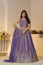 Kesar Fab Dark-Purple Jimmy Choo Hand_Woven Lehenga