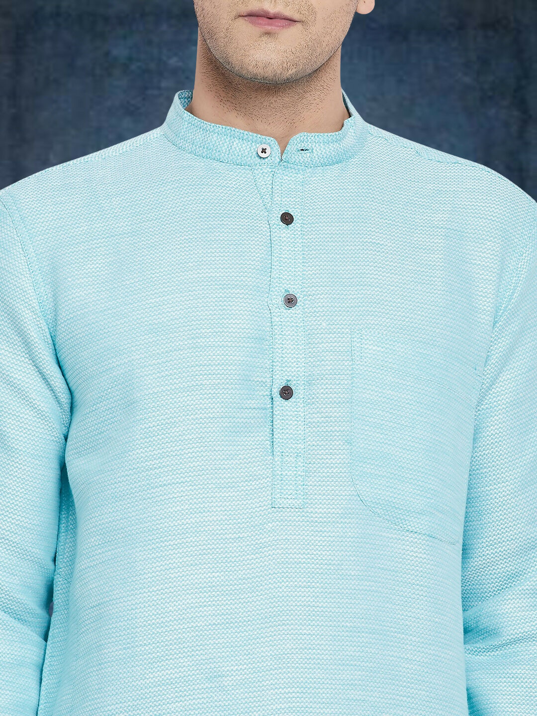 Even Apparels Men's Pure Cotton Turquoise Kurta