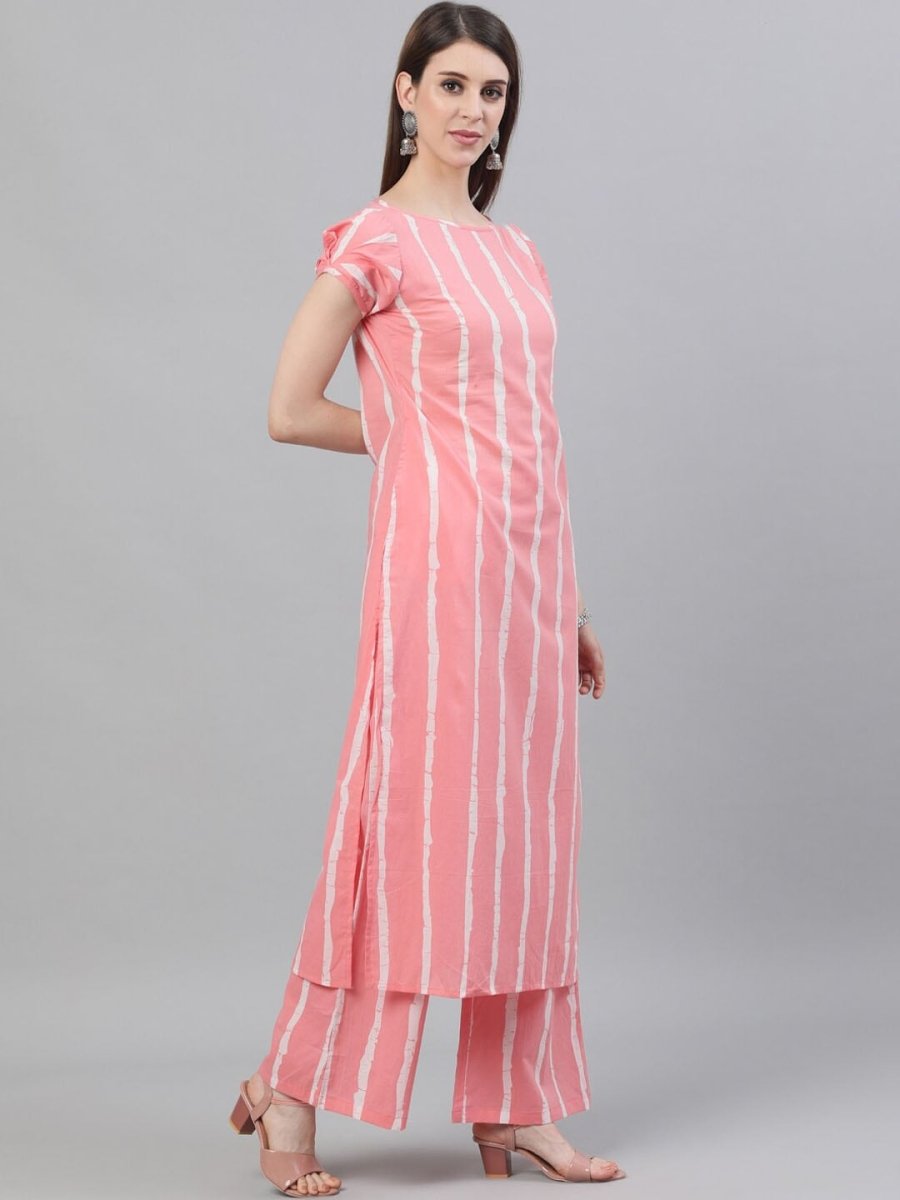 Aks Striped Pure Cotton Straight Kurta With Palazzos