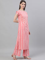 Aks Striped Pure Cotton Straight Kurta With Palazzos