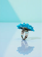 Inhanns Rang-E-Roshan Adjustable Ring – Handmade Crystal Statement Ring - Sky Blue
