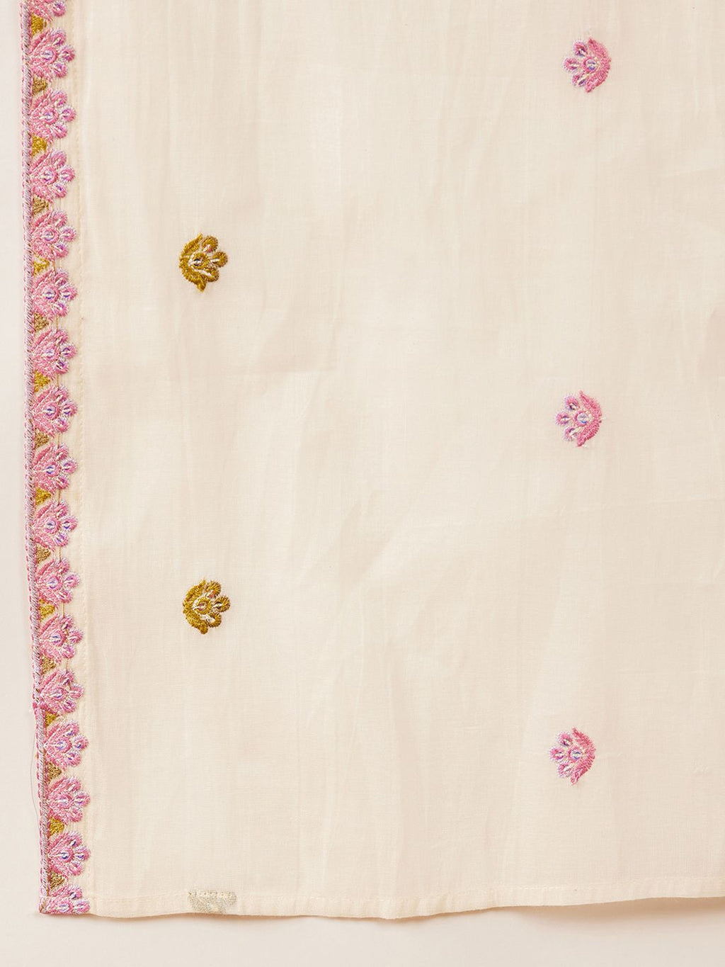 Sangria Floral Embroidered Pure Cotton Straight Kurta With Palazzo & Dupatta