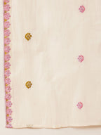Sangria Floral Embroidered Pure Cotton Straight Kurta With Palazzo & Dupatta