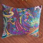 The Decor Nook Purple Base With Multicolour Flowers Print Cushion Cover
