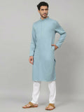 Giza Cotton Blue Plain Kurta by Hilo Design