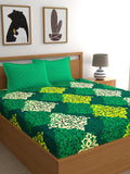 My Room Green & Yellow Ethnic Motifs 140 TC Super King Bedsheet with 2 Pillow Covers
