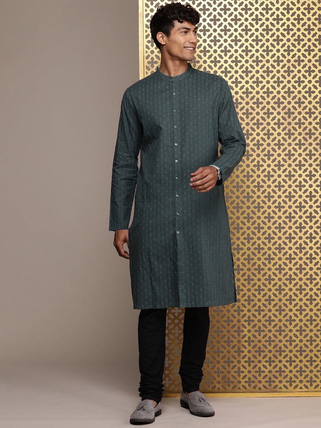 House of Pataudi Woven Design Straight Jashn Kurta