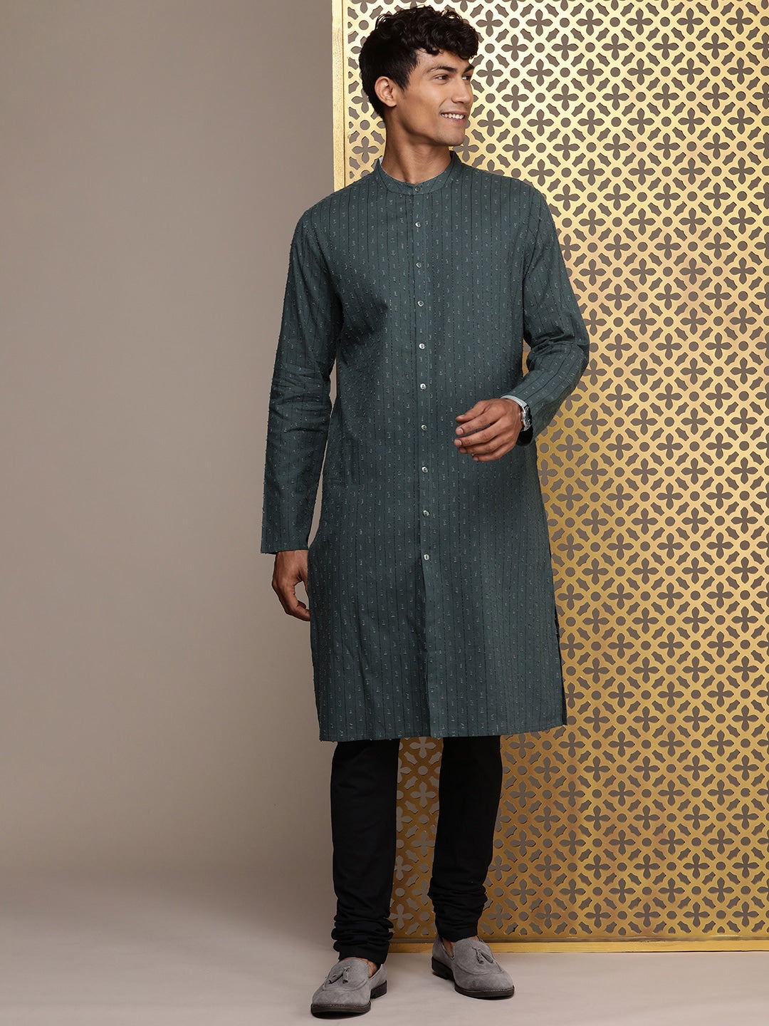 House of Pataudi Woven Design Straight Jashn Kurta