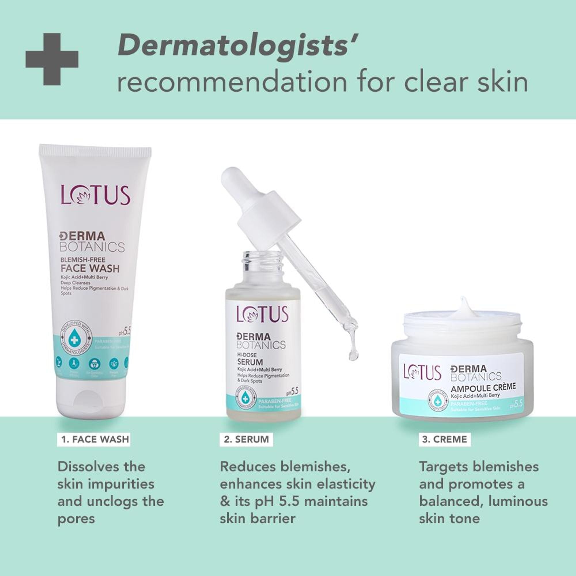 Lotus Herbals Derma Botanics Hi-Dose Serum Kojic Acid + Multi Berry, PH5.5 For Sensitive Skin