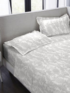 MYTRIDENT Nectarsoft Grey White Pure Cotton 400 TC King Bedsheet with 4 Pillow Covers