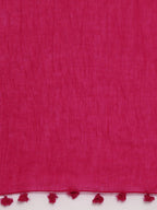 Souchii Pink Solid Tasselled Cotton Dupatta - Distacart