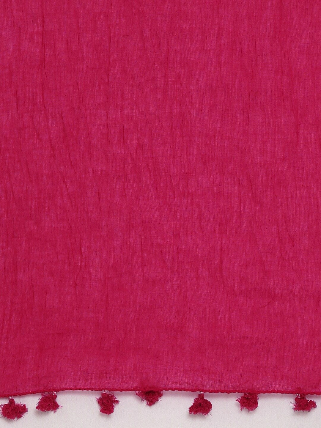 Souchii Pink Solid Tasselled Cotton Dupatta - Distacart
