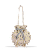 Masq Women Yellow & Grey Embellished Embroidered Potli Clutch - Distacart