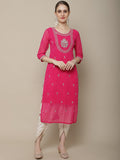 Sangria Women Ethnic Motifs Embroidered Floral Georgette Kurta