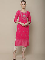 Sangria Women Ethnic Motifs Embroidered Floral Georgette Kurta