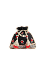 Masq Black & Red Embellished Embroidered Potli Clutch - Distacart