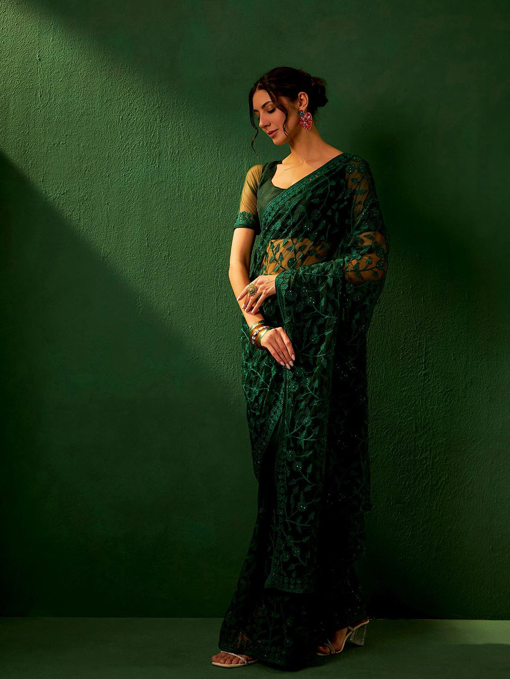 Sangria Embroidered Saree - Distacart
