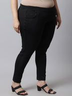 TAG 7 Women Plus Size Black Solid Ankle Length Leggings