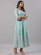 Juniper Women Sky Blue Chiffon Dobby Printed Maxi Dress - Distacart