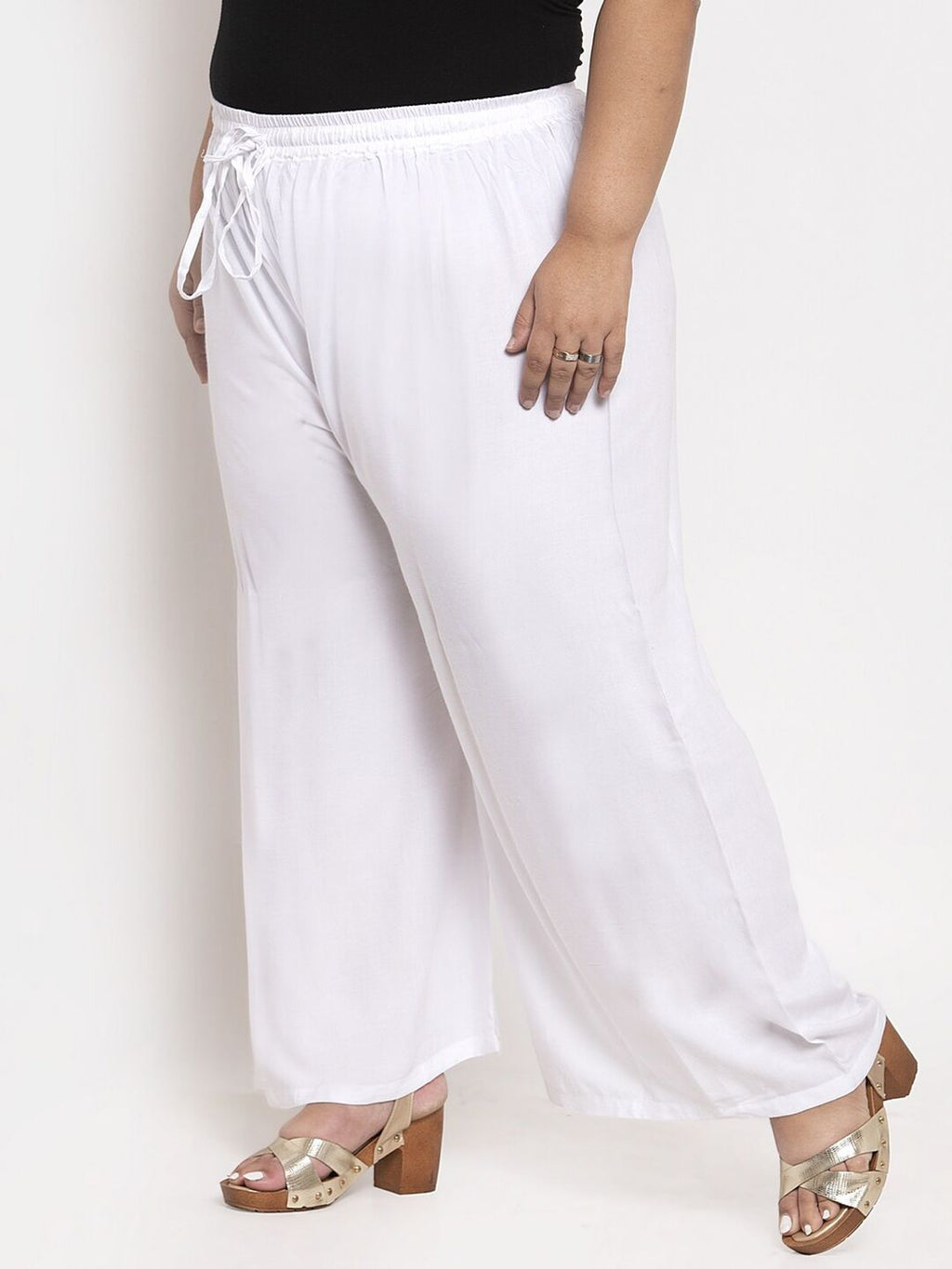 TAG 7 Women Plus Size Mid-Rise Wide Leg Palazzos