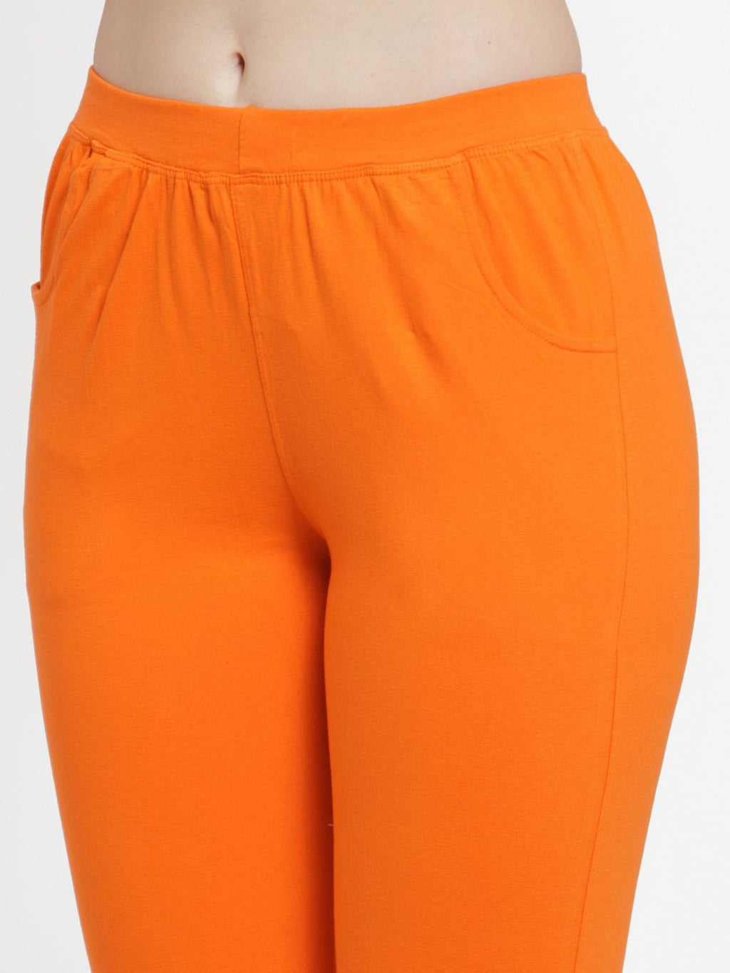 TAG 7 Women Pack Of 2 Orange & Black Solid Straight-Fit Ankle-Length Leggings