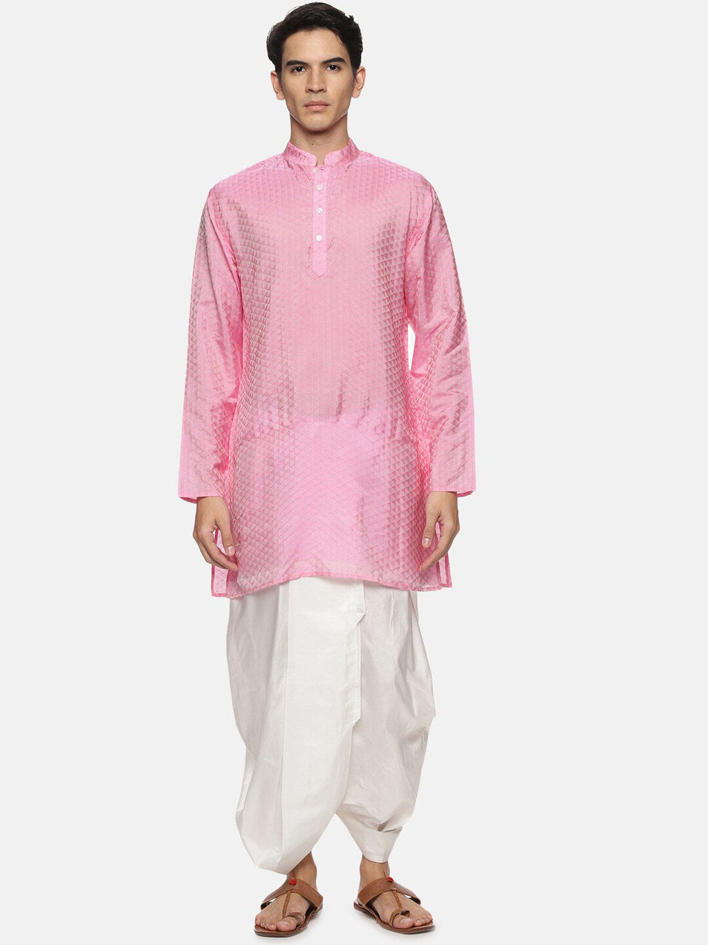Sethukrishna Men Pink Kurta with Dhoti Pants - Distacart