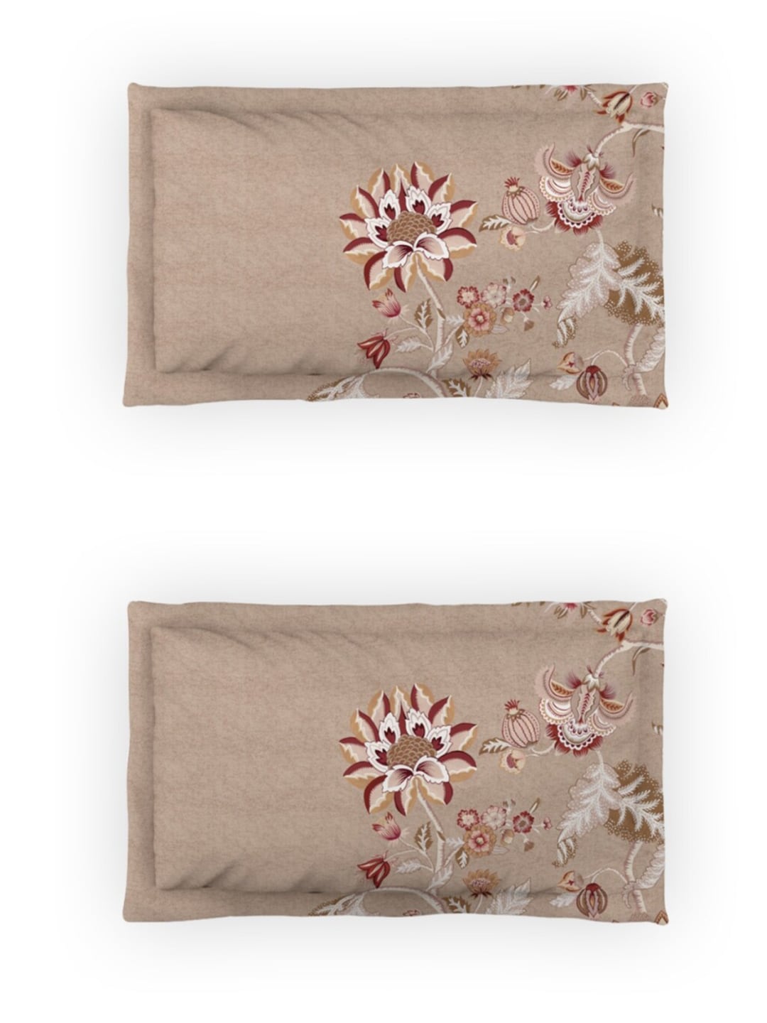 DDecor Grey & Maroon Ethnic Motifs 140 TC Cotton Queen Bedsheet with 2 Pillow Covers - Distacart